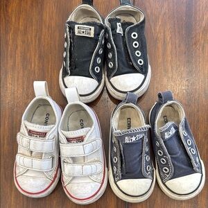 3 pairs size 5 Converse All Star Baby/Toddler Sneakers - Black and White